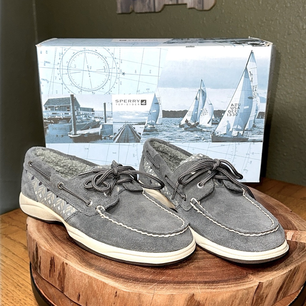 *NWT* SPERRY Intrepid Graphite/Suede Boat Shoes